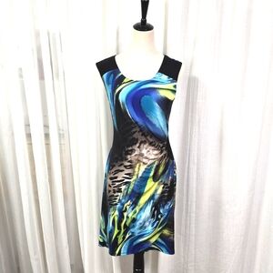 VTG Y2K Bali‎ Multicolor Leopard Print Sleeveless Dress Size 12 Mob Wife Summer